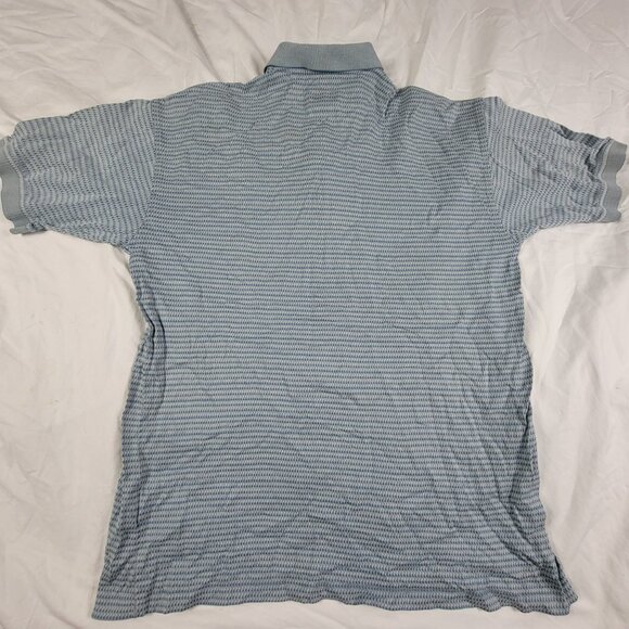 Lone Cypress Pebble Beach Mens Large Blue Polo Shirt Houndstooth Short Sleeve - Picture 2 of 9